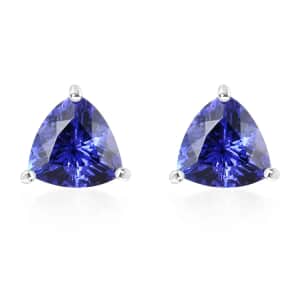 Certified & Appraised Rhapsody 950 Platinum AAAA Tanzanite Solitaire Stud Earrings 2.40 ctw