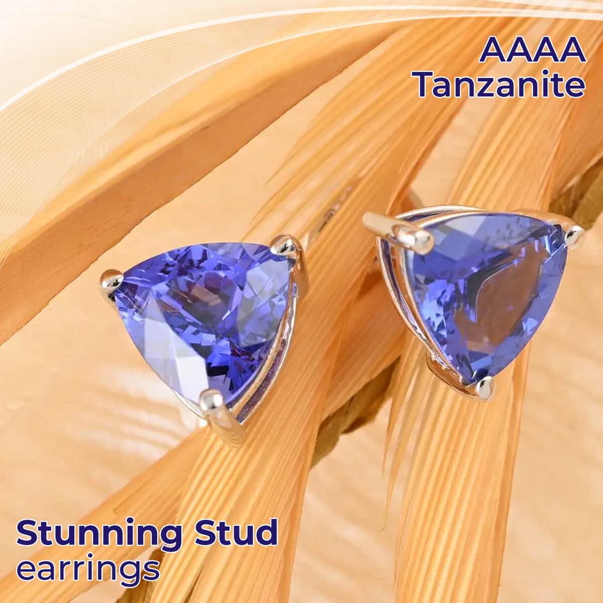 Rhapsody Certified & Appraised AAAA Tanzanite Solitaire Stud Earrings, 950 Platinum Earrings, Tanzanite Earrings, Tanzanite Jewelry For Her 2.40 ctw image number 1