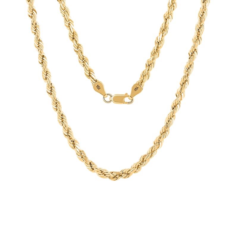 10K Yellow Gold 4mm Rope Necklace 22 Inches 7.40 Grams