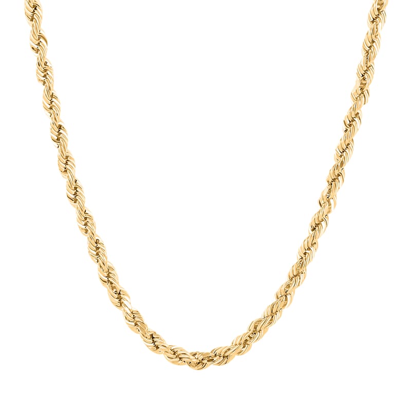 10K Yellow Gold 4mm Rope Necklace 22 Inches 7.40 Grams