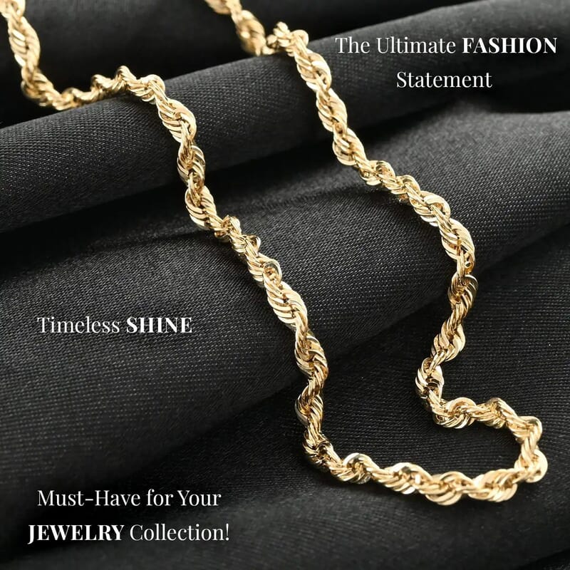10K Yellow Gold 4mm Rope Necklace 24 Inches 8 Grams