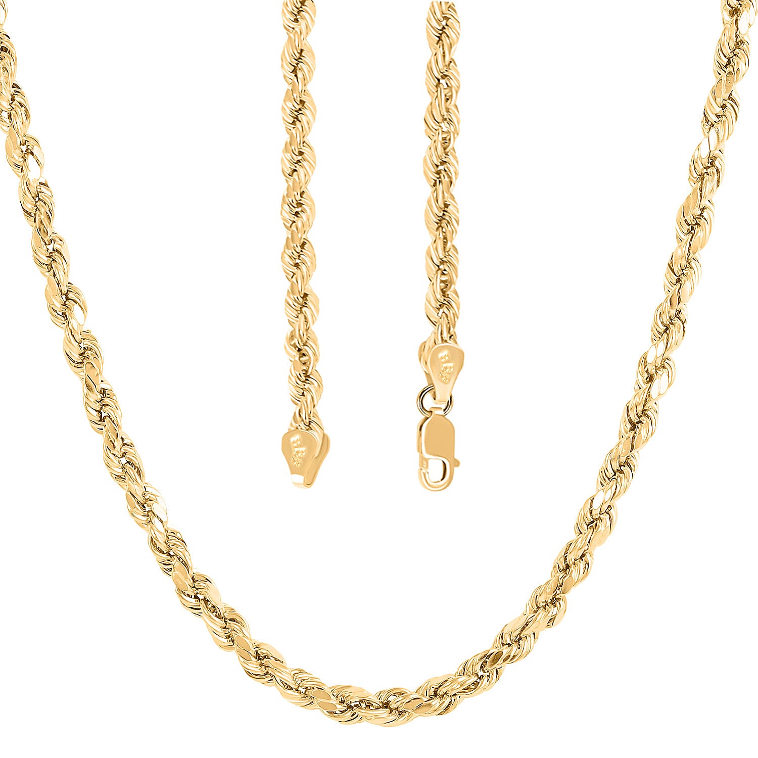 Buy 10K Yellow Gold 4.8mm Rope Necklace 24 Inches 9.6 Grams at ShopLC.
