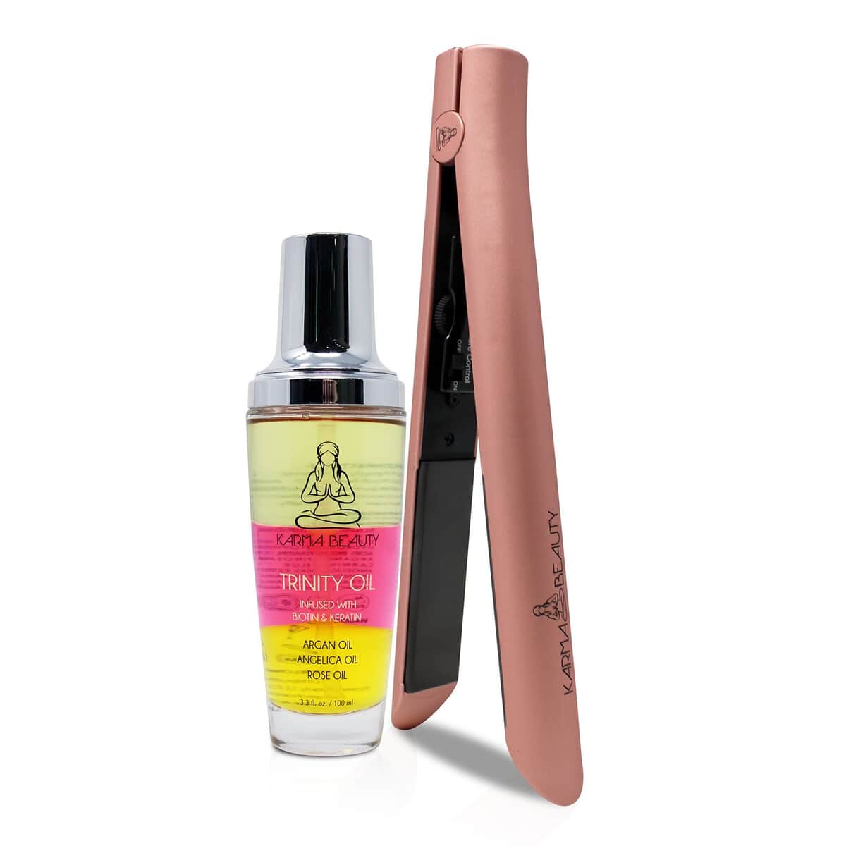 Karma Beauty Supreme Ceramic 2.0 Flat Iron (Rose Gold) and Trinity Oil image number 0