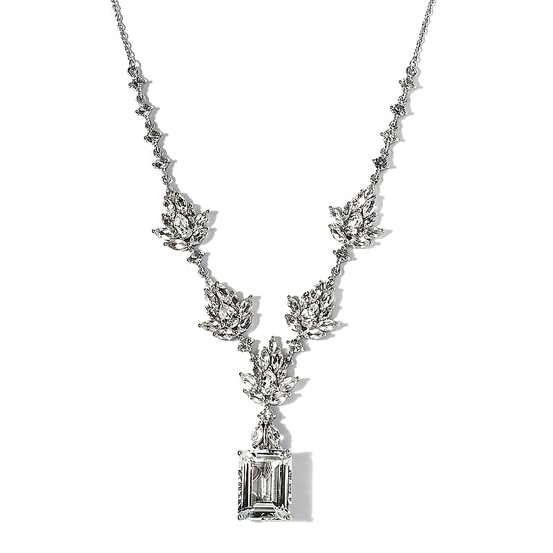 White Topaz Necklace 18-20 Inches in Platinum Over Sterling Silver 27.35 ctw