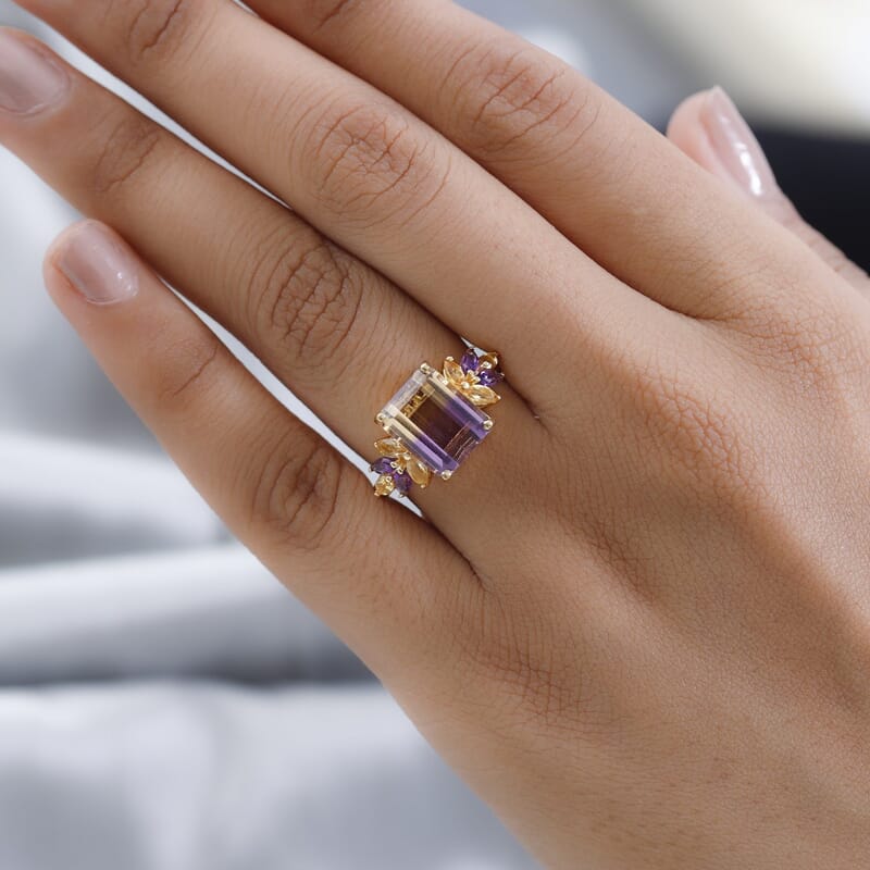 AAA Anahi Ametrine and Multi Gemstone Ring in Vermeil Yellow Gold Over Sterling Silver (Size 10.0) 5.65 ctw