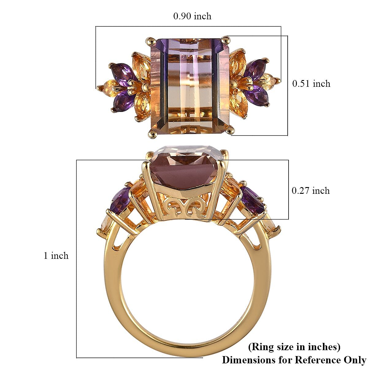 AAA Anahi Ametrine and Multi Gemstone Ring in Vermeil Yellow Gold Over Sterling Silver 5.65 ctw image number 5