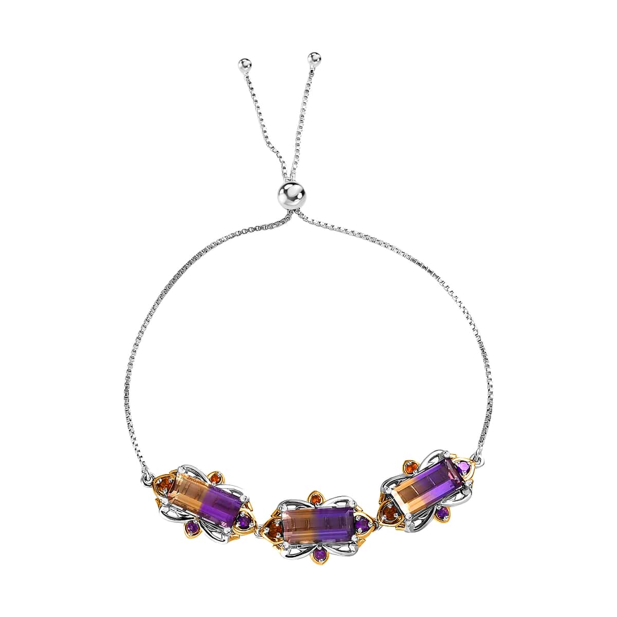 AAA Anahi Ametrine and Multi Gemstone Bolo Bracelet in Vermeil Yellow Gold and Platinum Over Sterling Silver 11.85 ctw image number 0