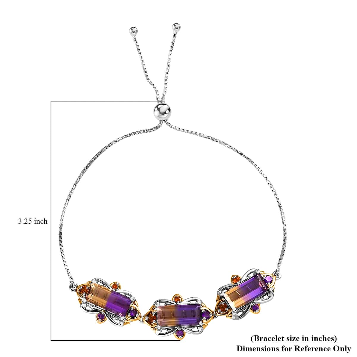 AAA Anahi Ametrine and Multi Gemstone Bolo Bracelet in Vermeil Yellow Gold and Platinum Over Sterling Silver 11.85 ctw image number 4