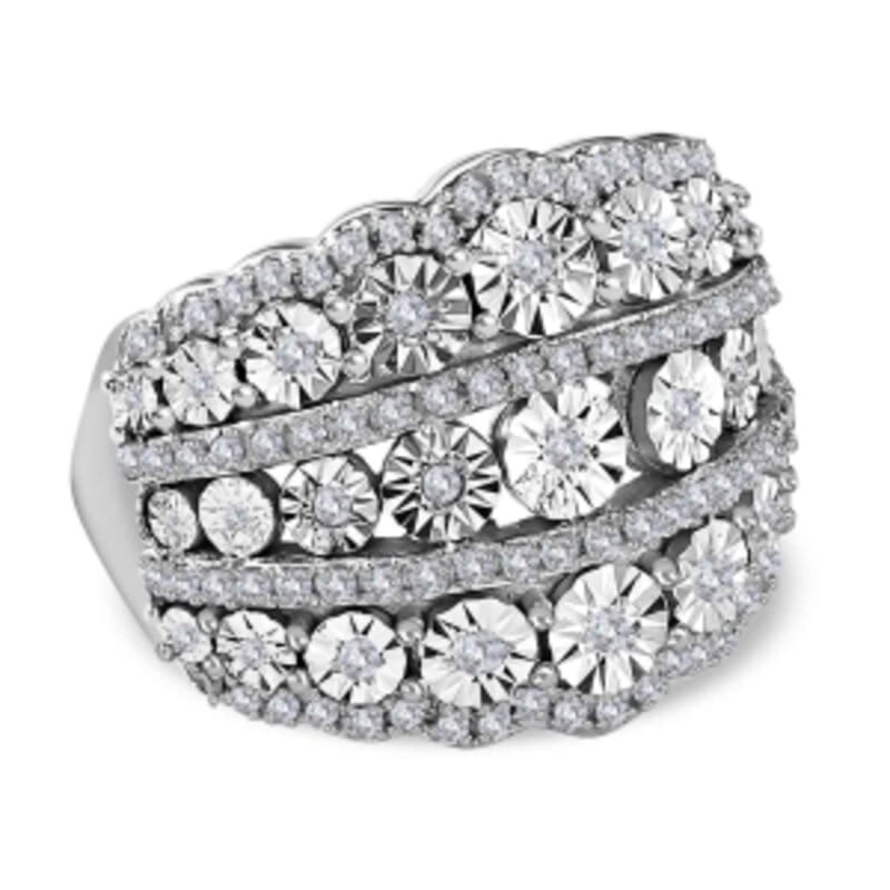 White Diamond 0.51 ctw Ring in Platinum Over Sterling Silver (Size 5.5) (6.8 g)