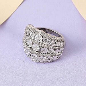 White Diamond 0.51 ctw Ring in Platinum Over Sterling Silver (Size 5.5) (6.8 g)