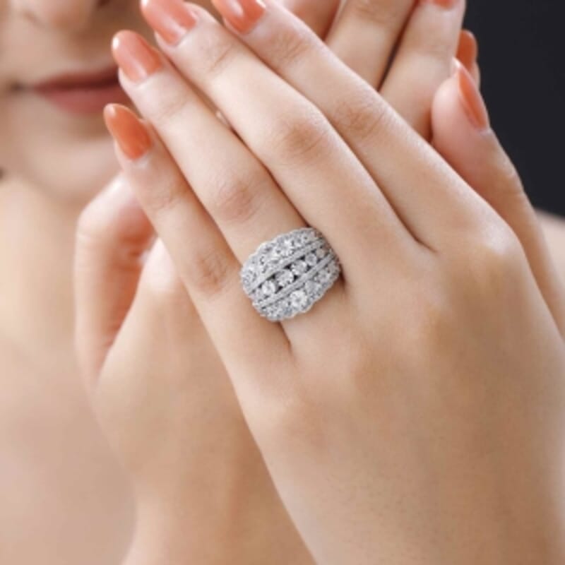 White Diamond 0.51 ctw Ring in Platinum Over Sterling Silver (Size 5.5) (6.8 g)