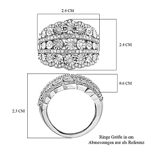 White Diamond 0.51 ctw Ring in Platinum Over Sterling Silver (Size 5.5) (6.8 g)