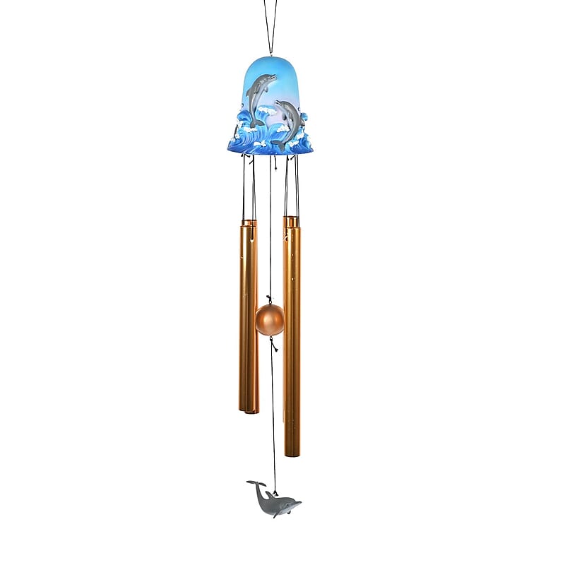 Hand Painted Resin Wind Chime Bell Top Dolphin