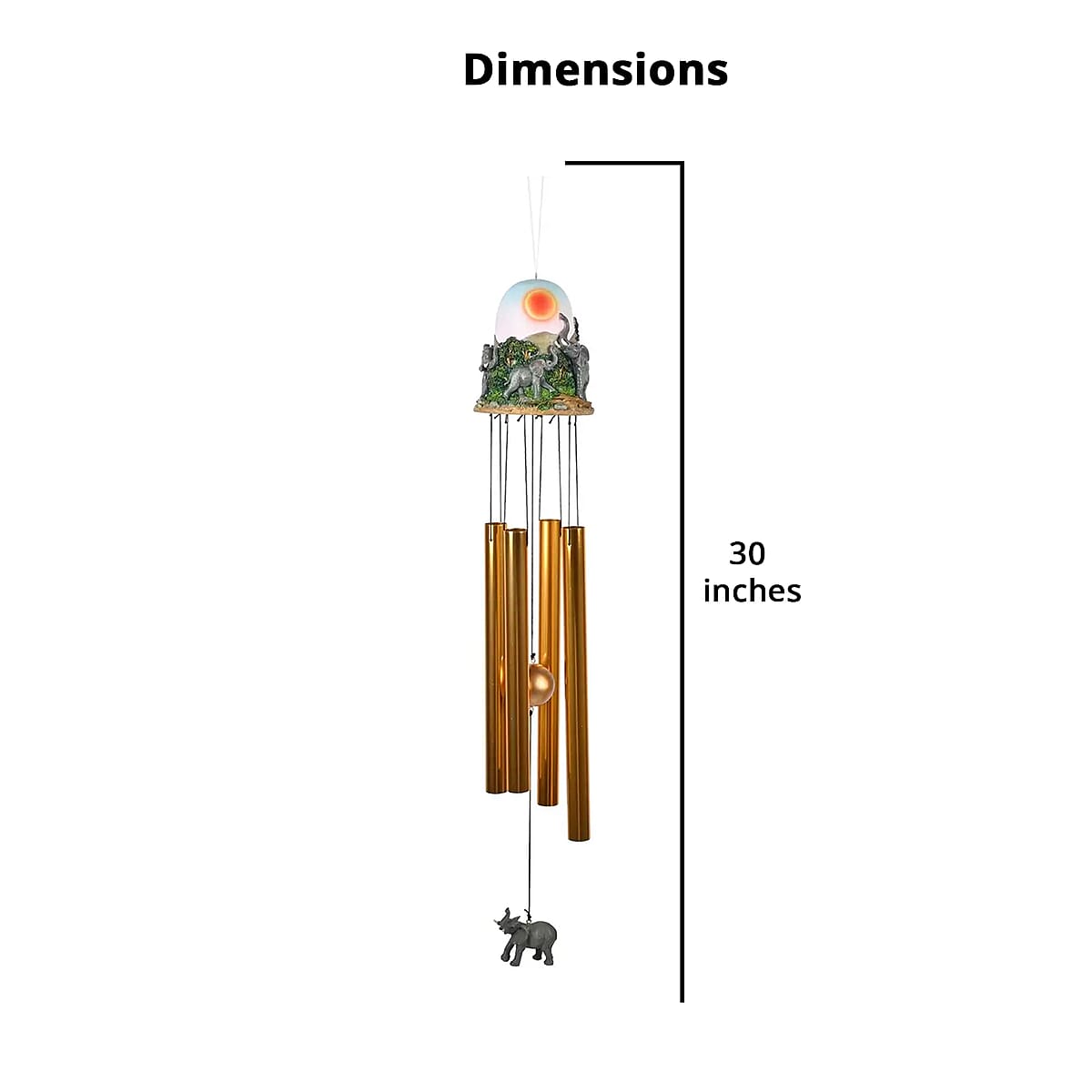 Closeout Hand Painted Resin Wind Chime Bell Top Elephant image number 5