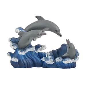Hand Painted Resin Figurine Dolphin, Miniature Hand Painted Animal Figurine Decor For Tabletop Desk Decoration