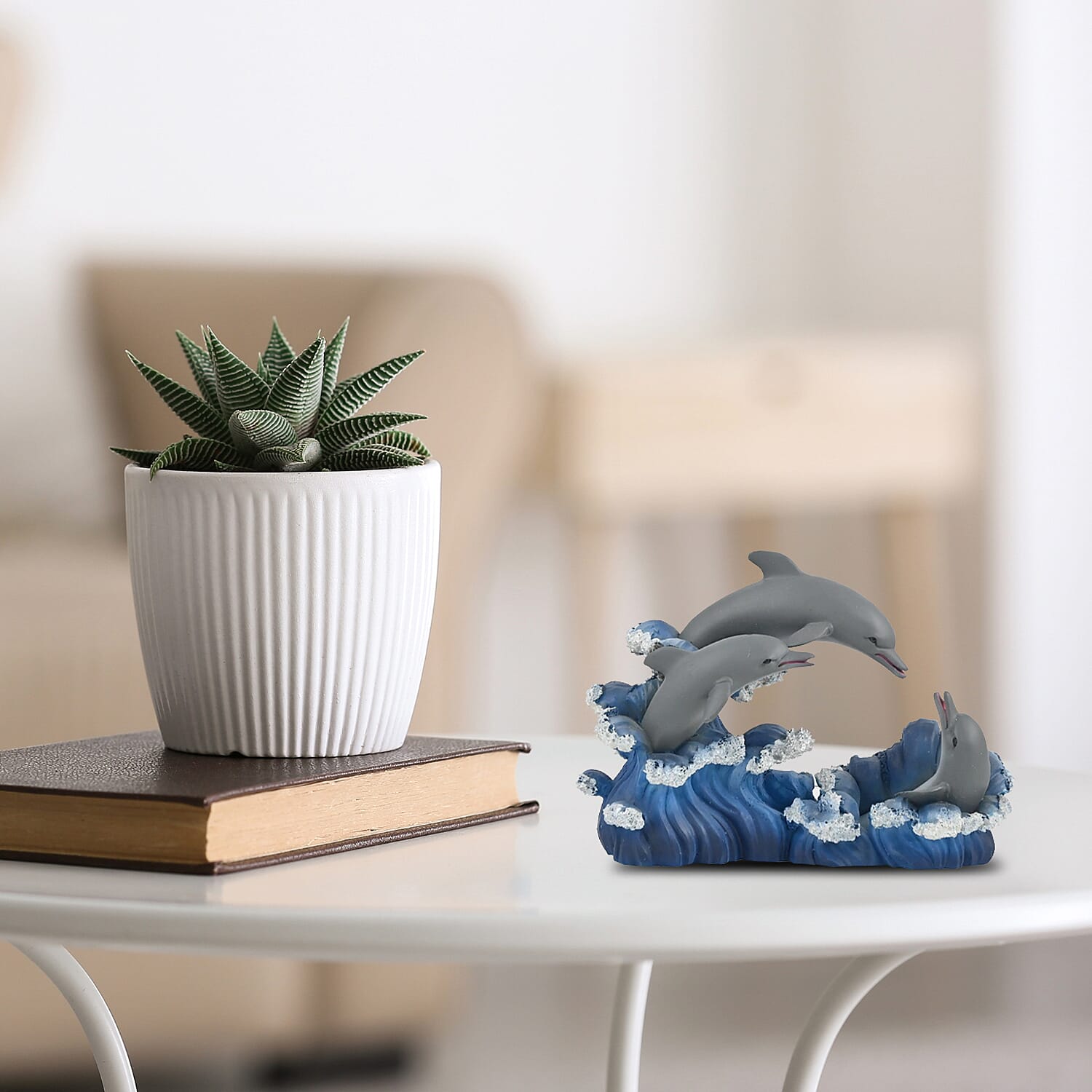 Closeout Hand Painted Resin Figurine Dolphin, Miniature Hand Painted Animal Figurine Decor For Tabletop Desk Decoration