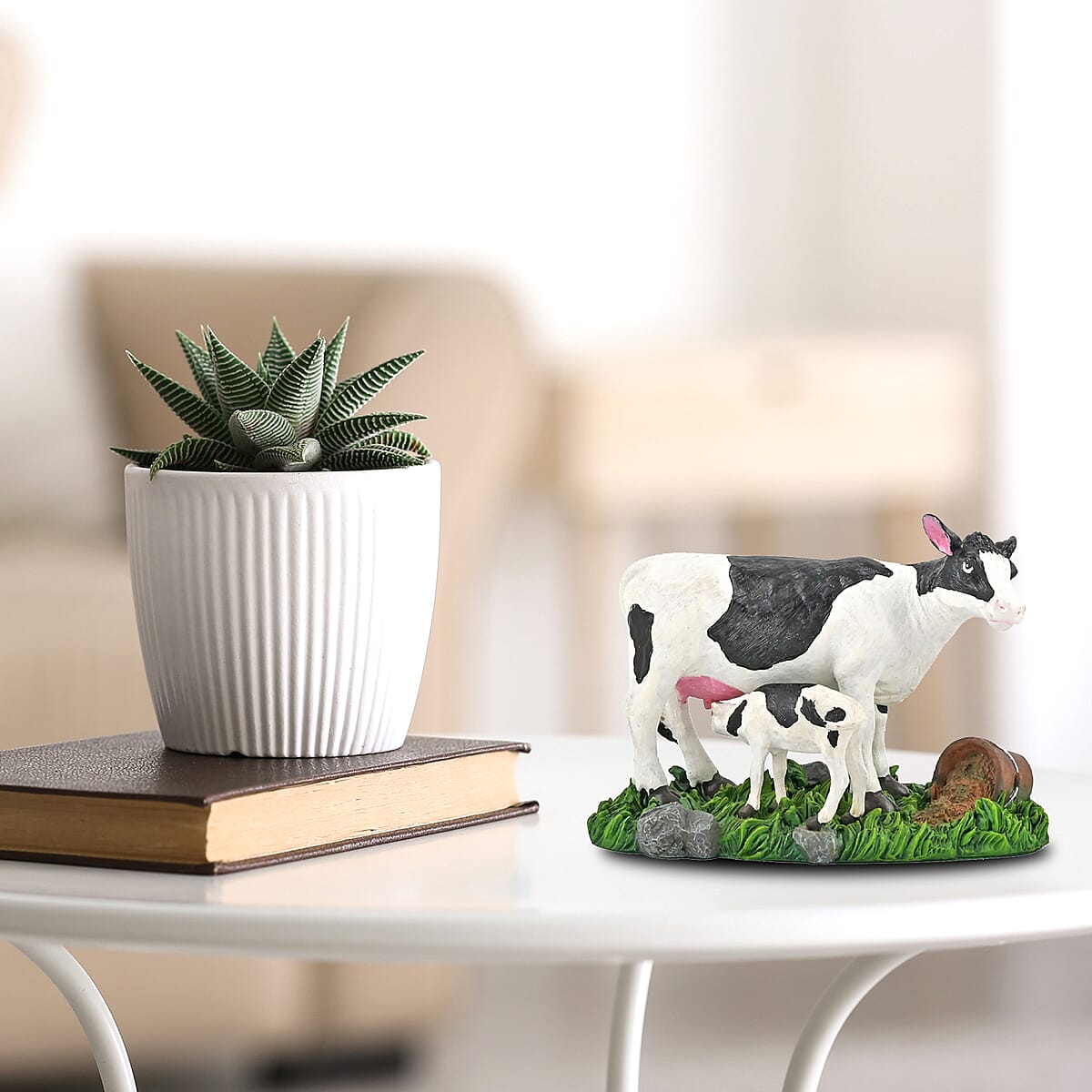 Closeout Hand Painted Resin Figurine Cow image number 1