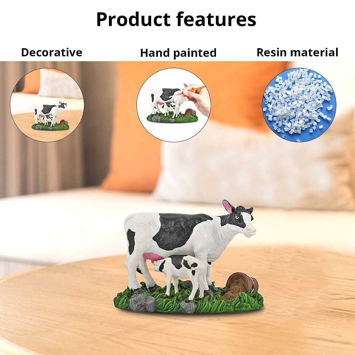 Closeout Hand Painted Resin Figurine Cow image number 2
