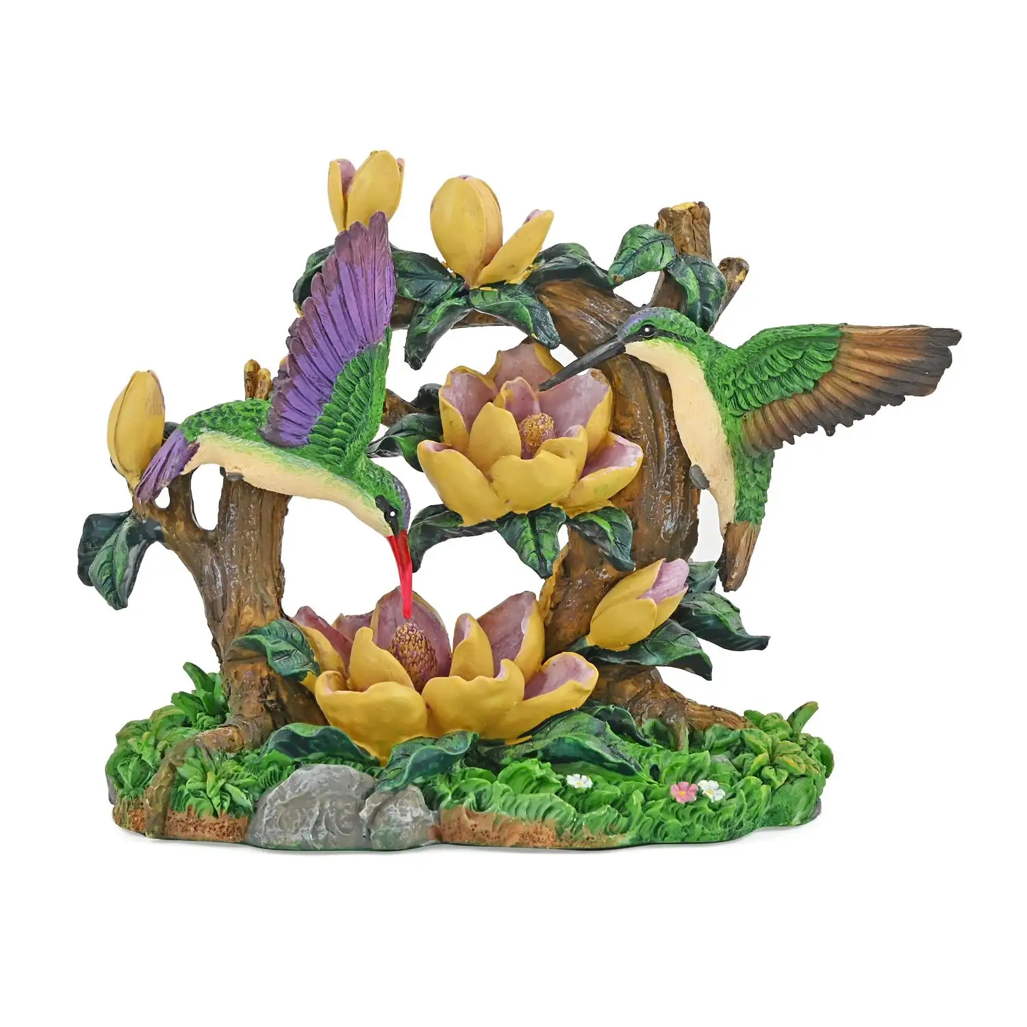 Closeout Hand Painted Resin Figurine Hummingbird, Miniature Hand Painted Bird Figurine Decor For Tabletop Desk Decoration