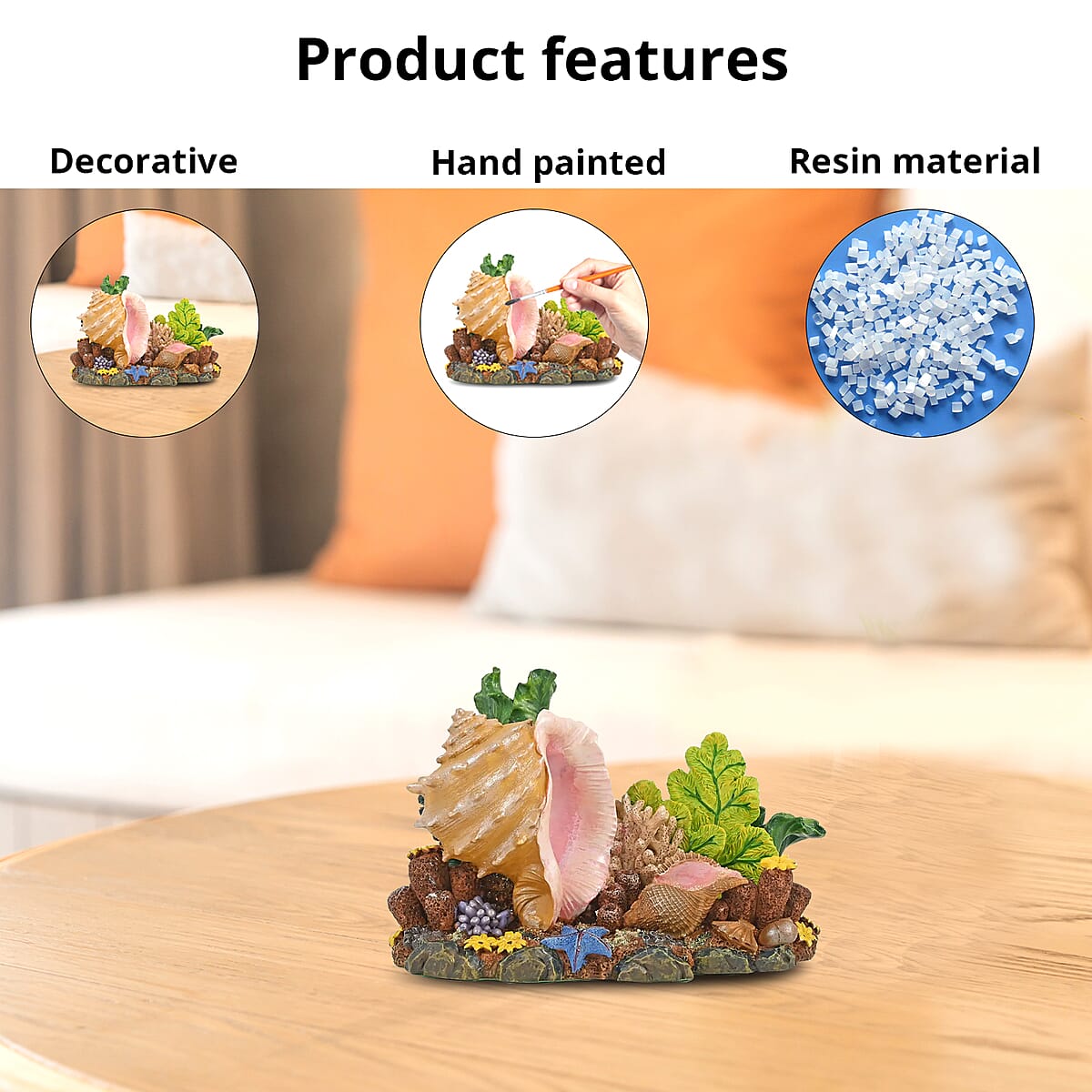 Closeout Hand Painted Resin Figurine Sea Shell image number 2