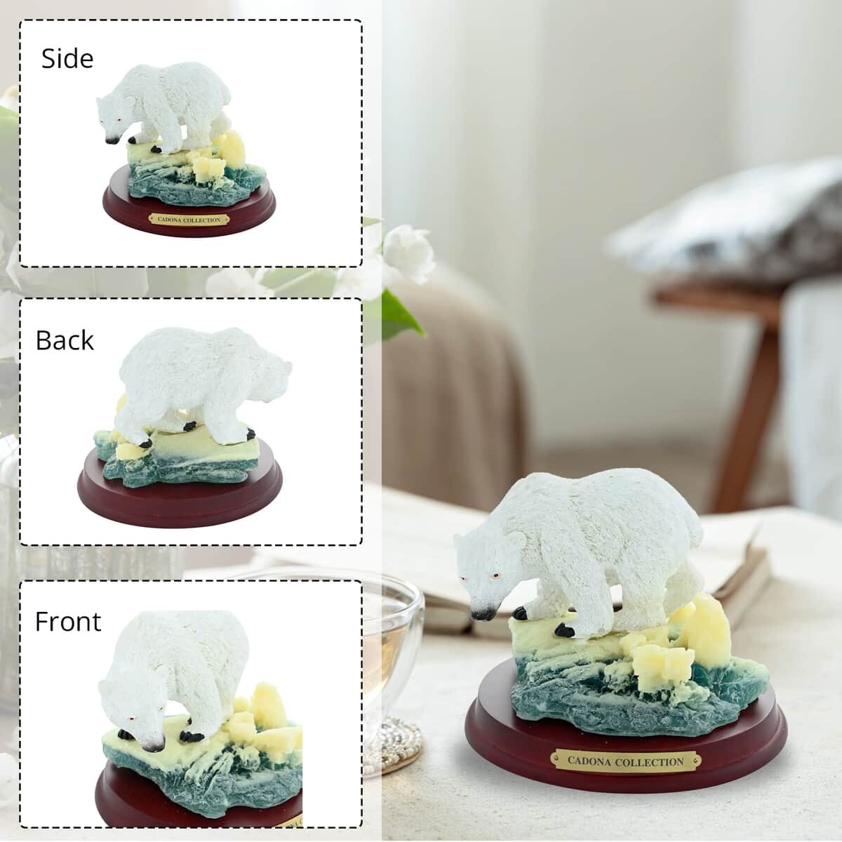 Closeout Hand Painted Resin Figurine with Stand - Polar Bear, Miniature Hand Painted Animal Figurine Decor For Tabletop Desk Decoration image number 3