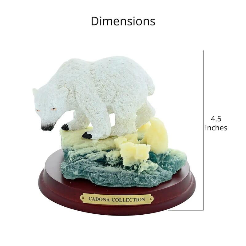 Closeout Hand Painted Resin Figurine with Stand - Polar Bear, Miniature Hand Painted Animal Figurine Decor For Tabletop Desk Decoration