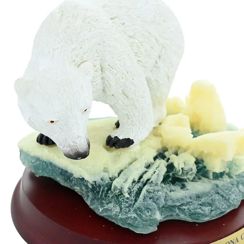 Closeout Hand Painted Resin Figurine with Stand - Polar Bear, Miniature Hand Painted Animal Figurine Decor For Tabletop Desk Decoration