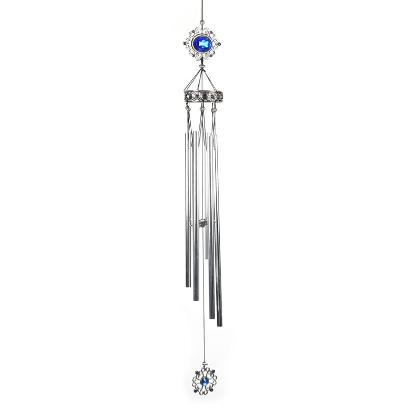 Blue Crystal Silvertone Wind Chime 31 