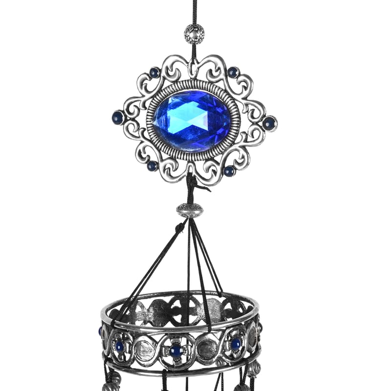 Blue Crystal Silvertone Wind Chime 31 