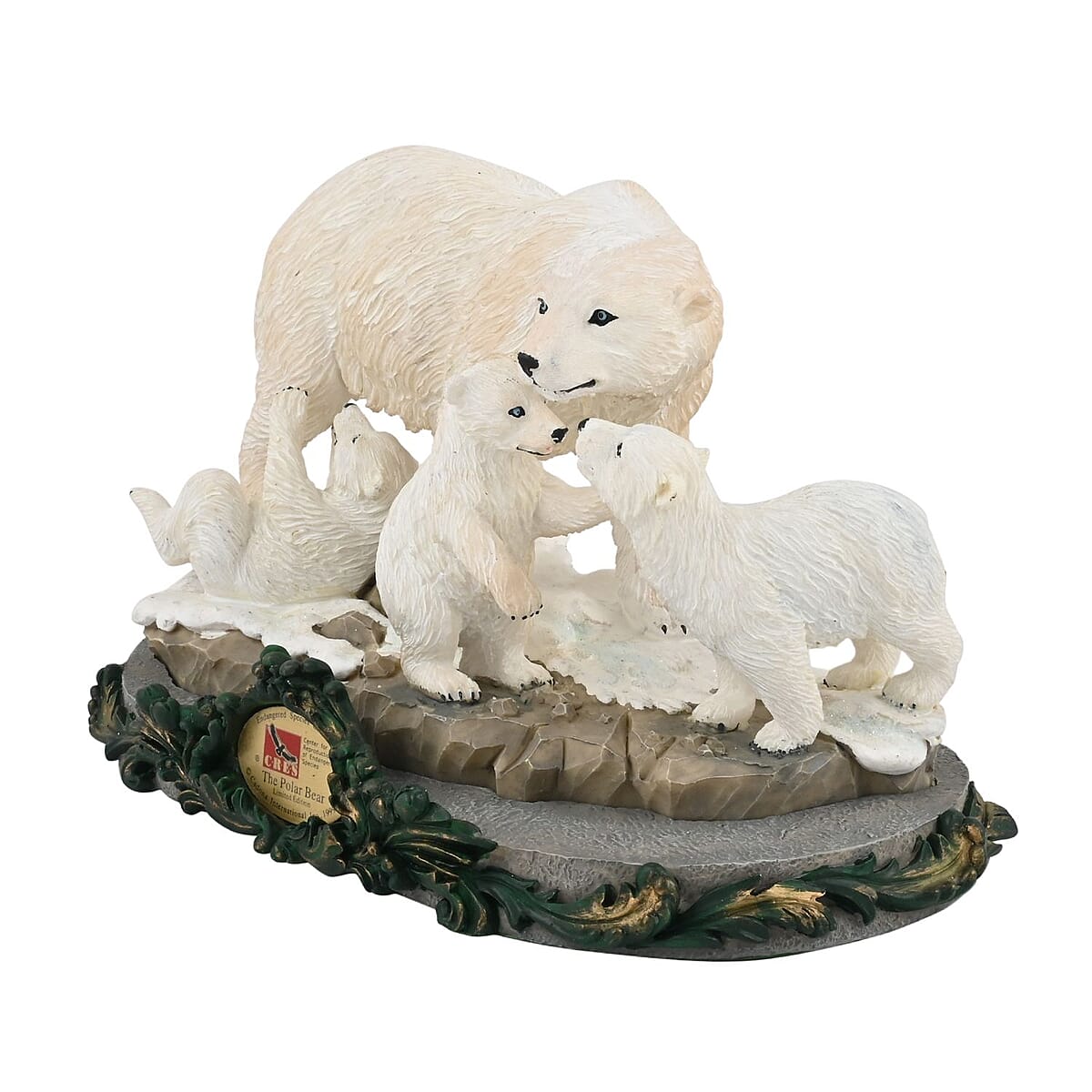 Hand Painted Resin Figurine with Stand - Polar Bear, Miniature Hand Painted Animal Figurine Decor For Tabletop Desk Decoration image number 3