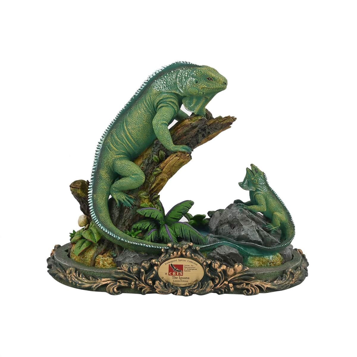 Closeout Hand Painted Resin Figurine with Stand â€“ Iguana, Miniature Hand Painted Animal Figurine Decor For Tabletop Desk Decoration image number 0