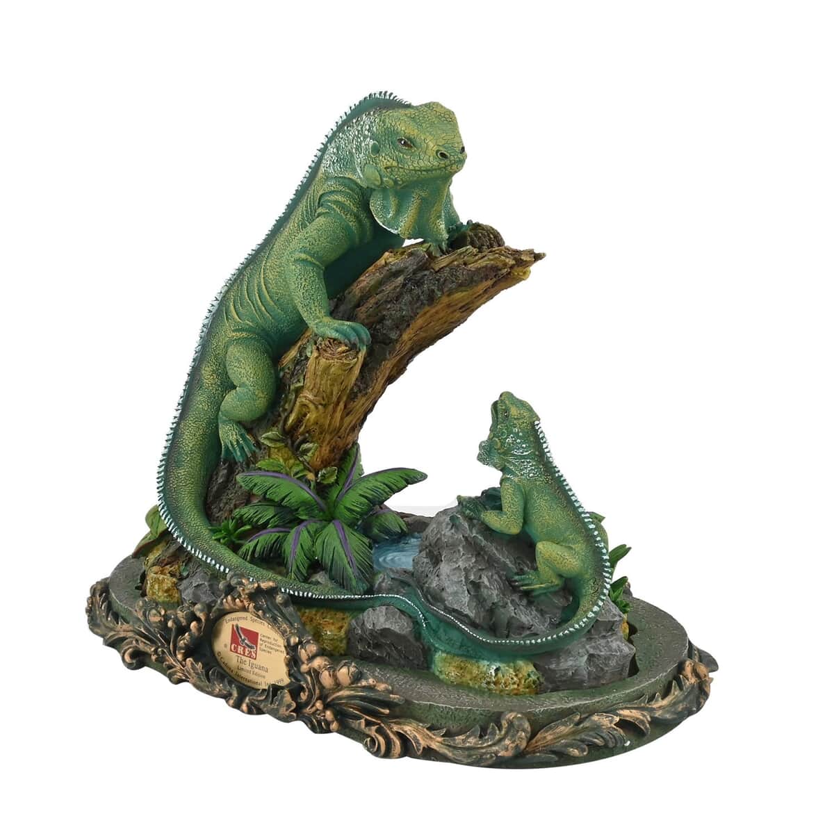 Closeout Hand Painted Resin Figurine with Stand â€“ Iguana, Miniature Hand Painted Animal Figurine Decor For Tabletop Desk Decoration image number 1