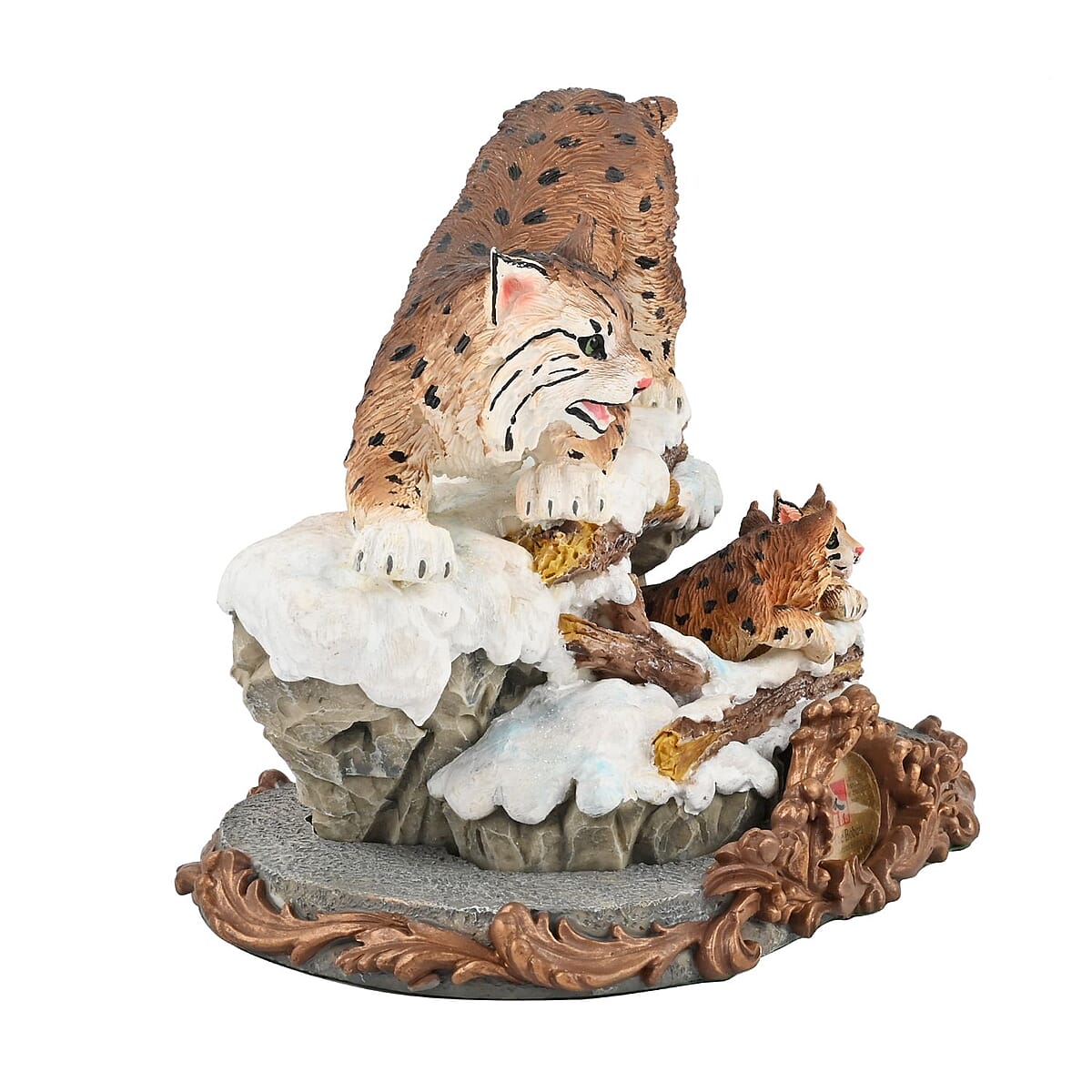 Hand Painted Resin Figurine with Stand &ndash; Bobcat, Miniature Hand Painted Animal Figurine Decor For Tabletop Desk Decoration image number 1