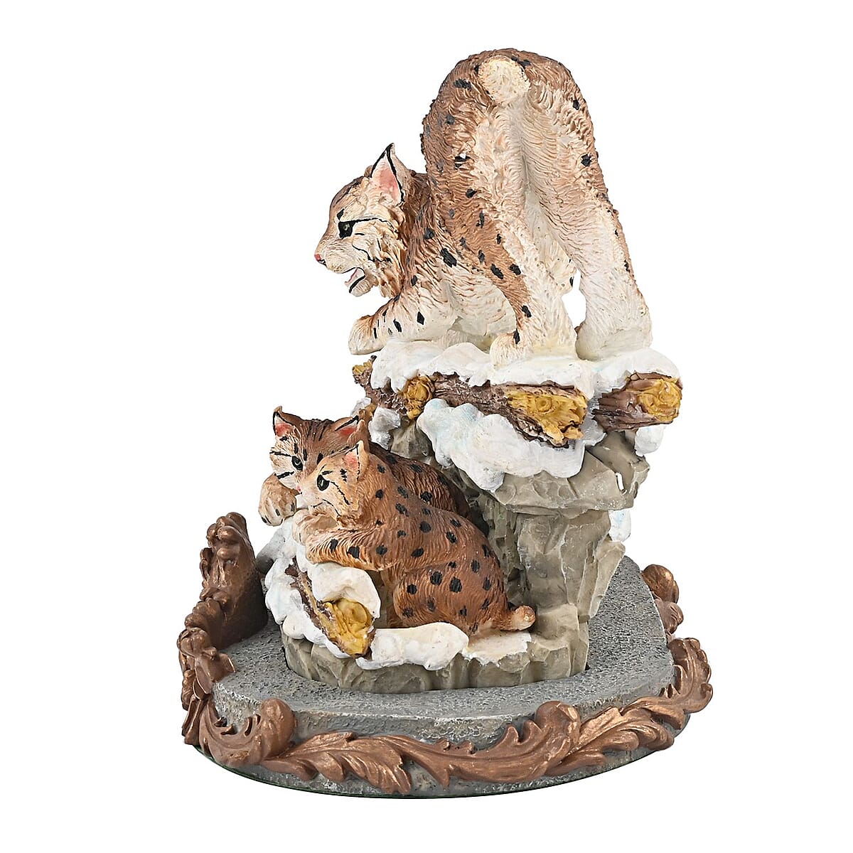 Hand Painted Resin Figurine with Stand &ndash; Bobcat, Miniature Hand Painted Animal Figurine Decor For Tabletop Desk Decoration image number 3