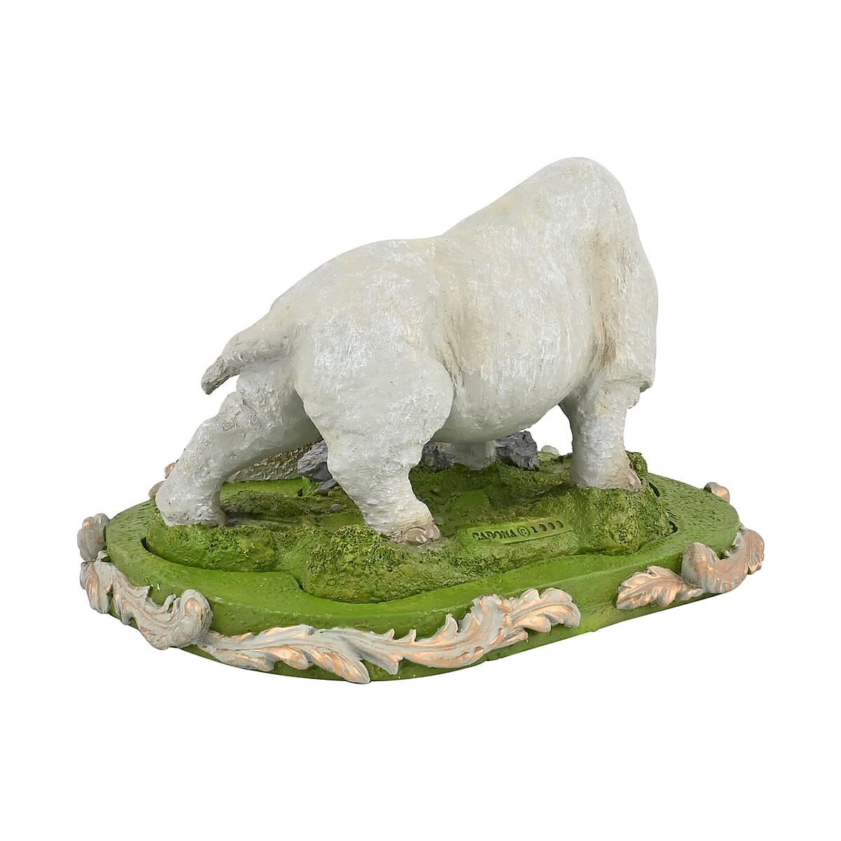 Closeout Hand Painted Resin Figurine with Stand - White Rhino, Miniature Hand Painted Animal Figurine Decor For Tabletop Desk Decoration image number 1