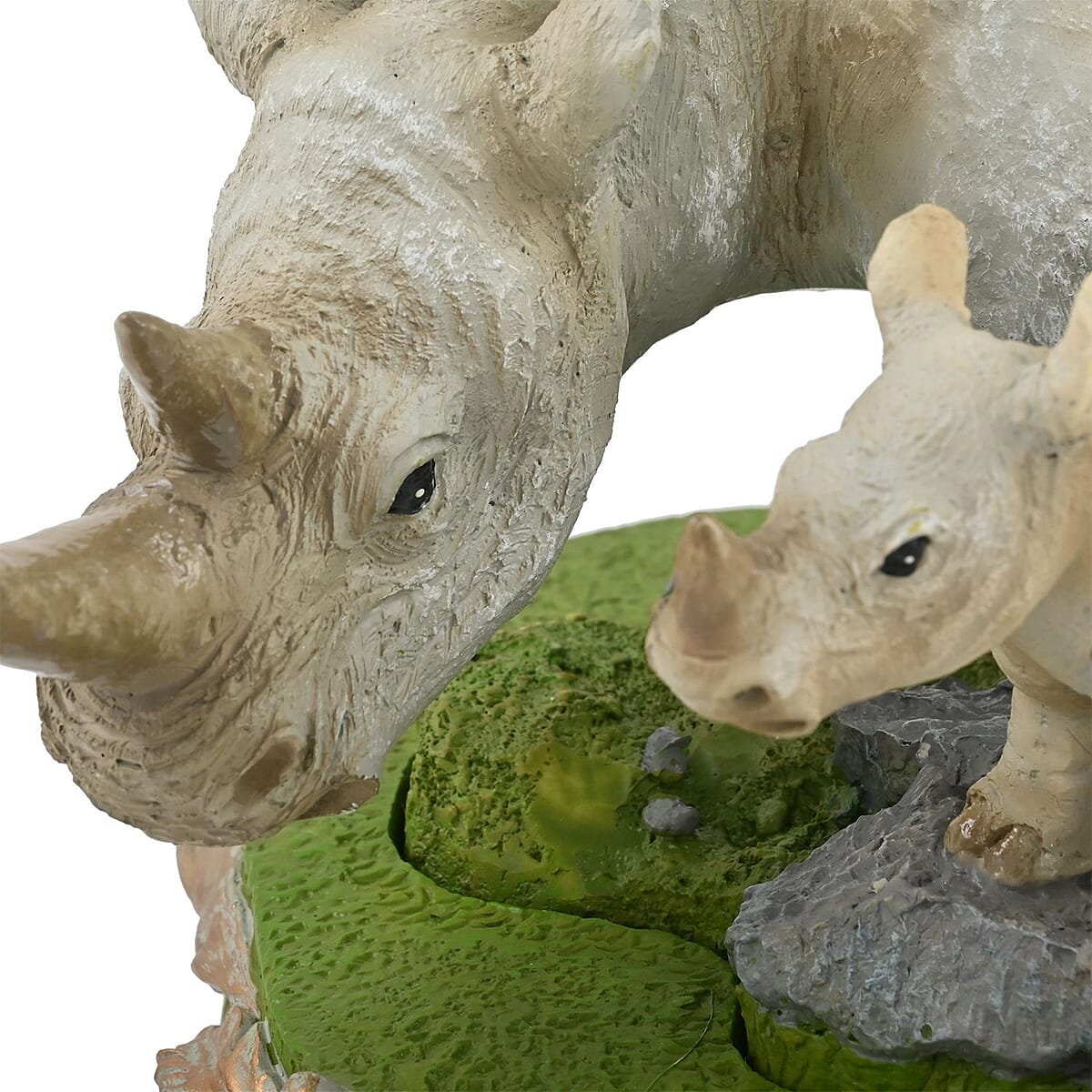 Closeout Hand Painted Resin Figurine with Stand - White Rhino, Miniature Hand Painted Animal Figurine Decor For Tabletop Desk Decoration image number 5