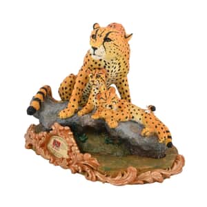 Hand Painted Resin Figurine with Stand – Cheetah, Miniature Hand Painted Animal Figurine Decor For Tabletop Desk Decoration