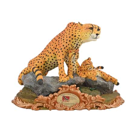 Cheetah Resin Figurine Leopard Statue Office Home Desk Decor Mens Gold  Wildlife