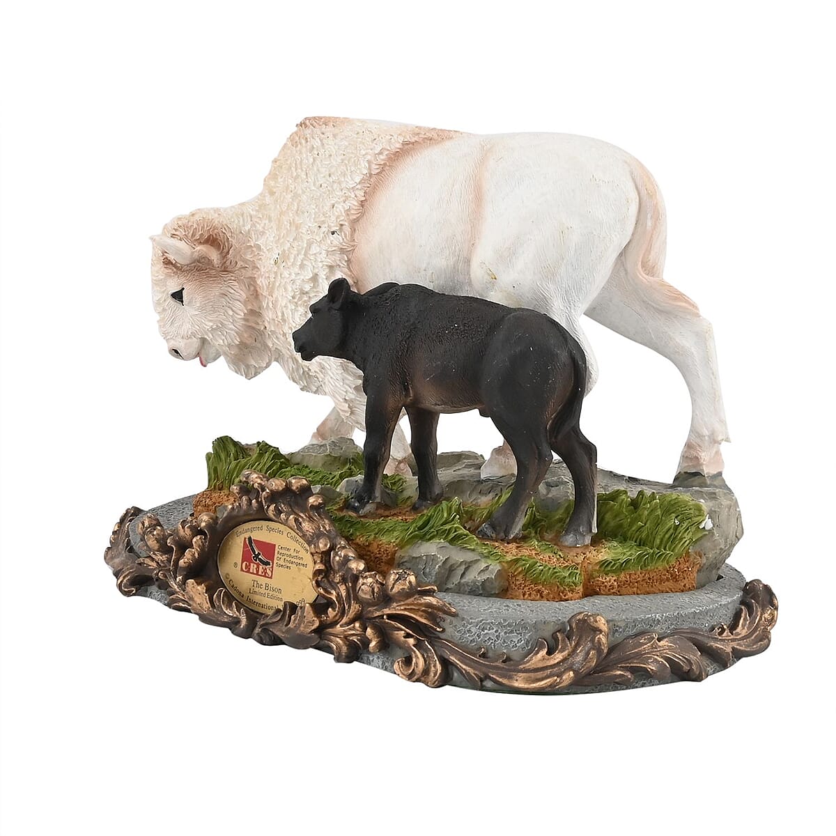 Hand Painted Resin Figurine with Stand &ndash; Bison, Miniature Hand Painted Animal Figurine Decor For Tabletop Desk Decoration image number 2