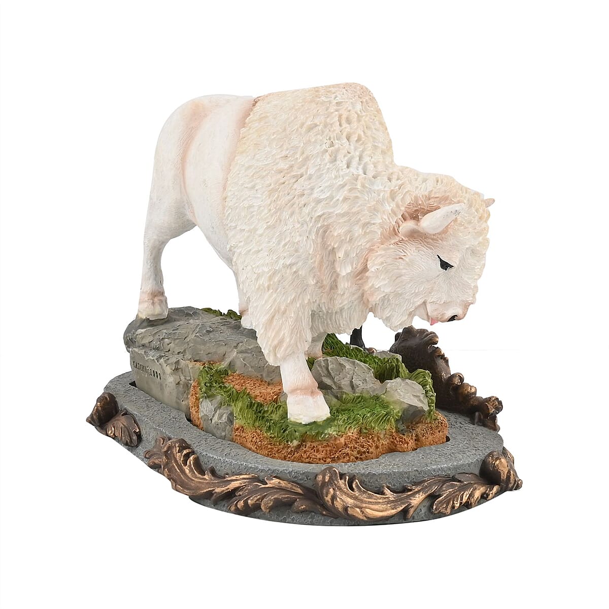 Hand Painted Resin Figurine with Stand &ndash; Bison, Miniature Hand Painted Animal Figurine Decor For Tabletop Desk Decoration image number 3