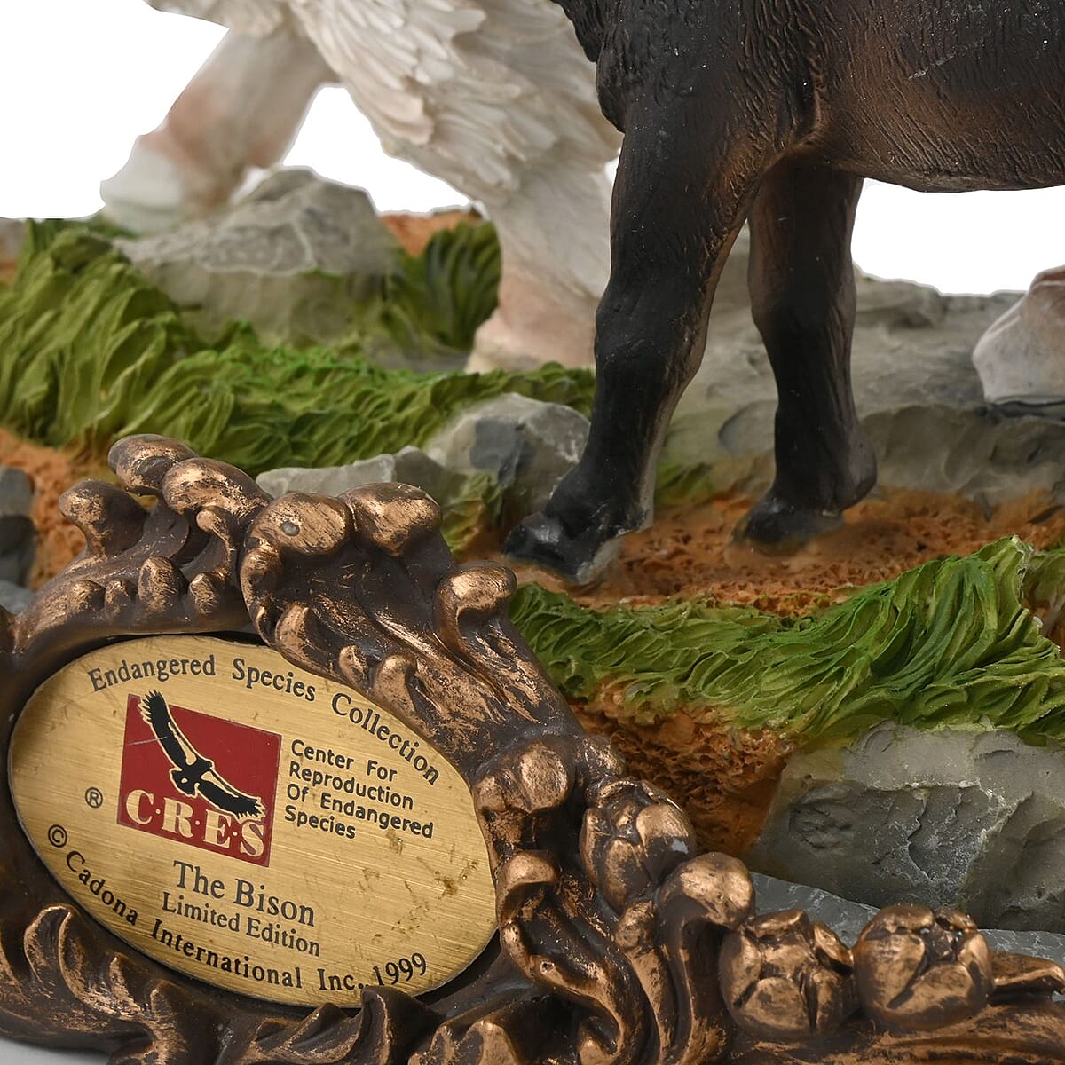 Hand Painted Resin Figurine with Stand &ndash; Bison, Miniature Hand Painted Animal Figurine Decor For Tabletop Desk Decoration image number 4