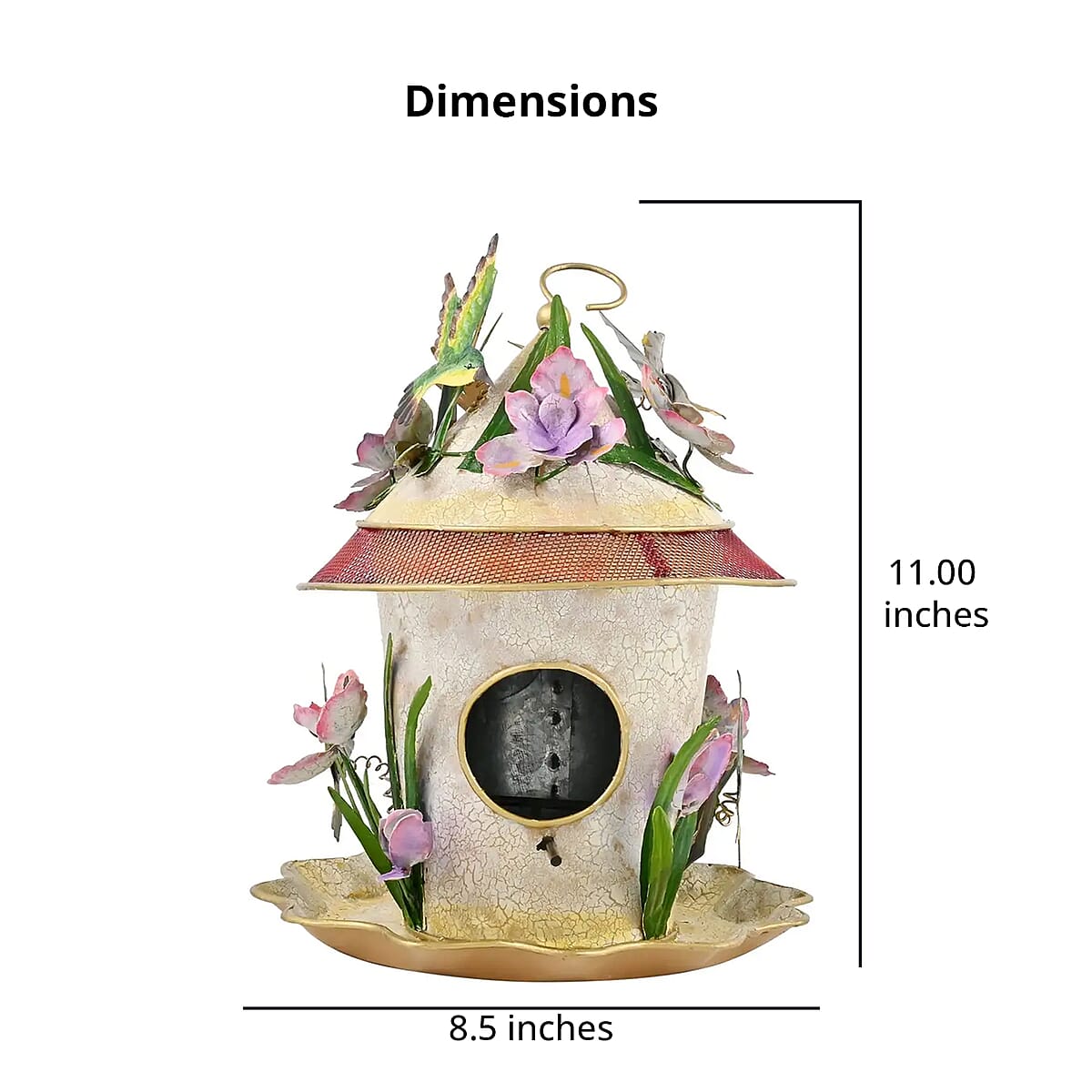 Birdhouse Round - Hummingbird with Iris image number 3