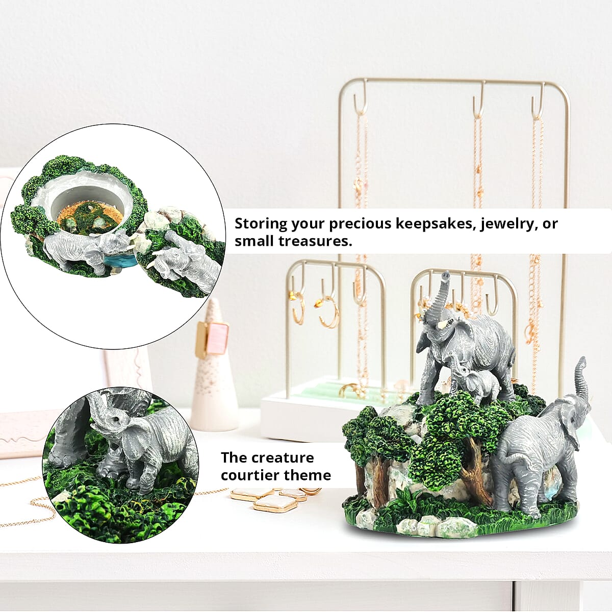 Hand Painted Resin Trinket Boxes - Elephant image number 2