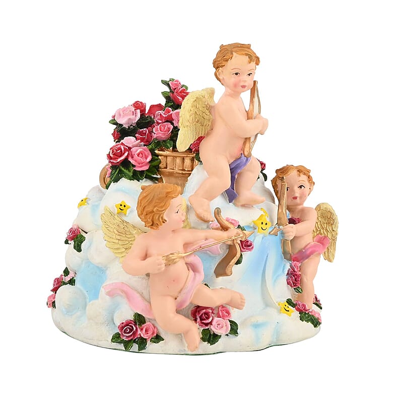 Closeout Hand Painted Resin Trinket Boxes - Cupid