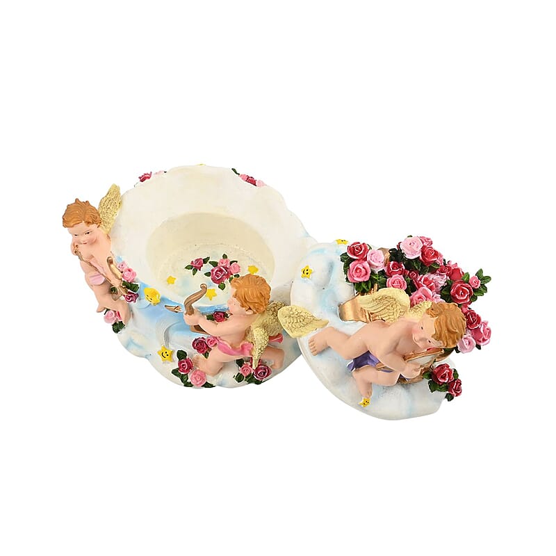 Closeout Hand Painted Resin Trinket Boxes - Cupid