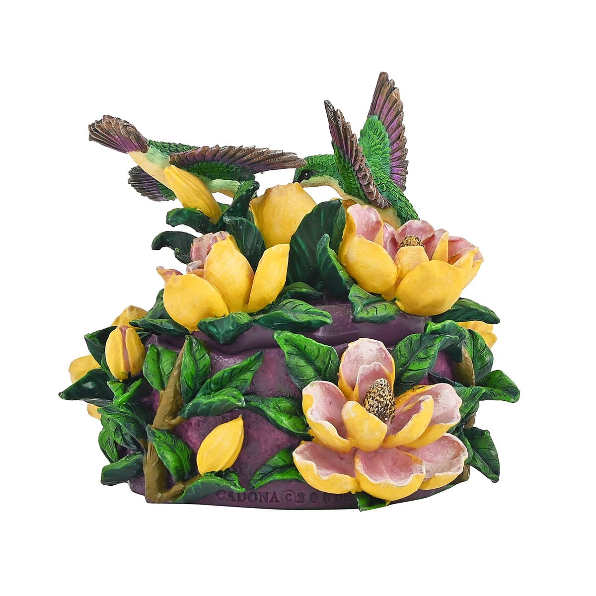 Hand Painted Resin Trinket Boxes - Hummingbird Magnolia image number 2