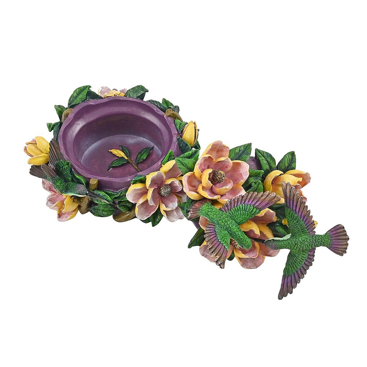 Hand Painted Resin Trinket Boxes - Hummingbird Magnolia image number 4