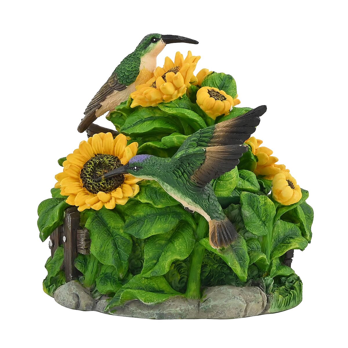 Closeout Hand Painted Resin Trinket Boxes - Hummingbird Sunflower image number 1