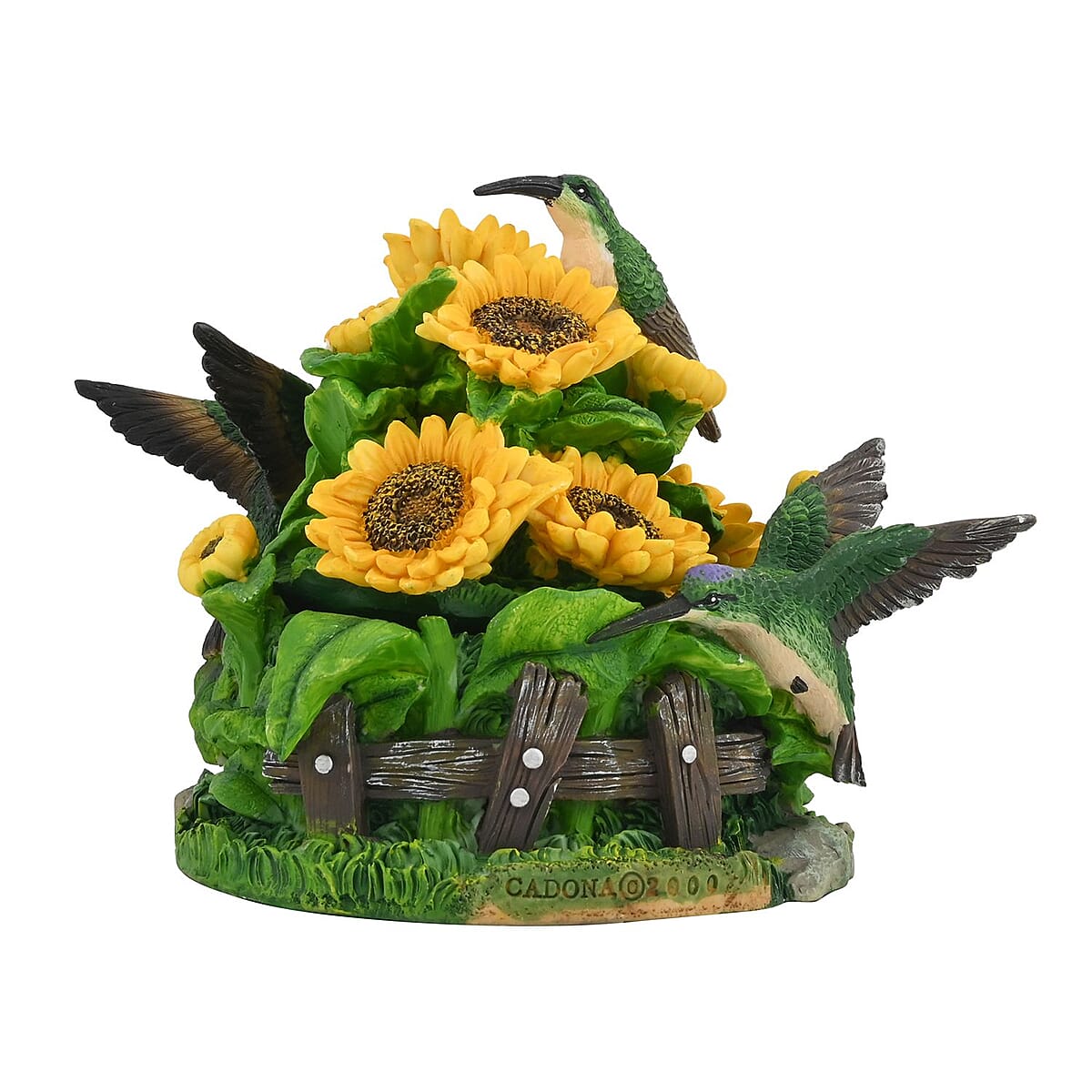 Closeout Hand Painted Resin Trinket Boxes - Hummingbird Sunflower image number 2