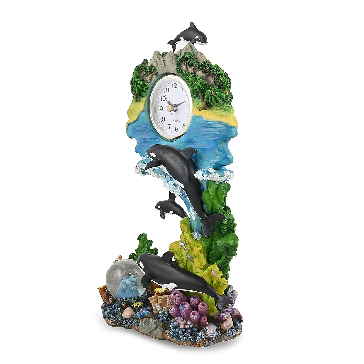 Closeout Hand Painted Resin Swing Clock - Orca image number 1